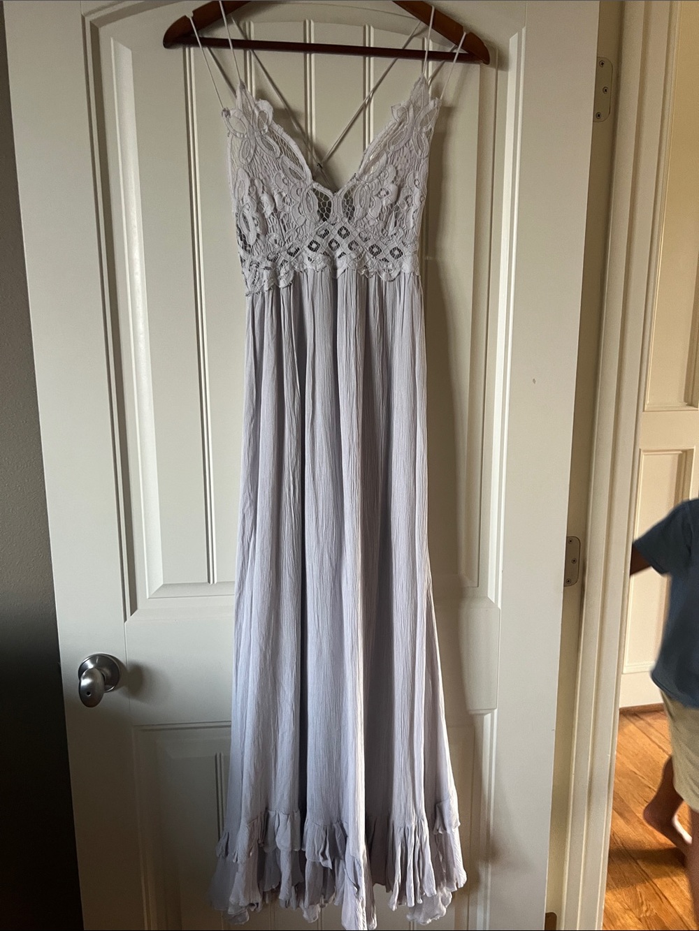 Free People Light Gray Lace Bodice Maxi Dress